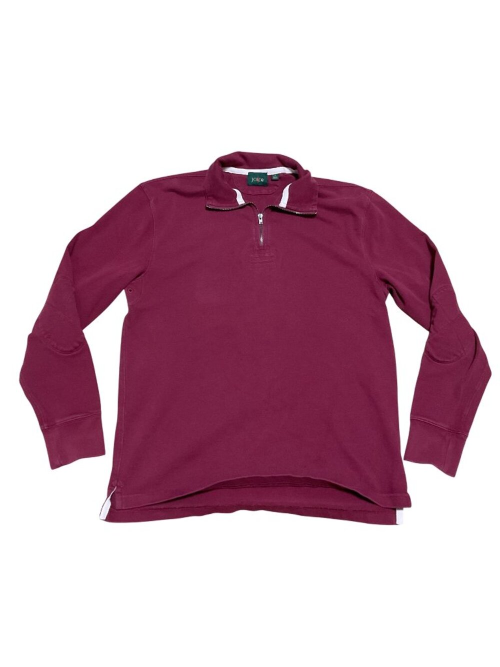 Vtg J.Crew Reimagined Henley Shirt Sz S Burgundy Elbow Patches Vented Pits Mens